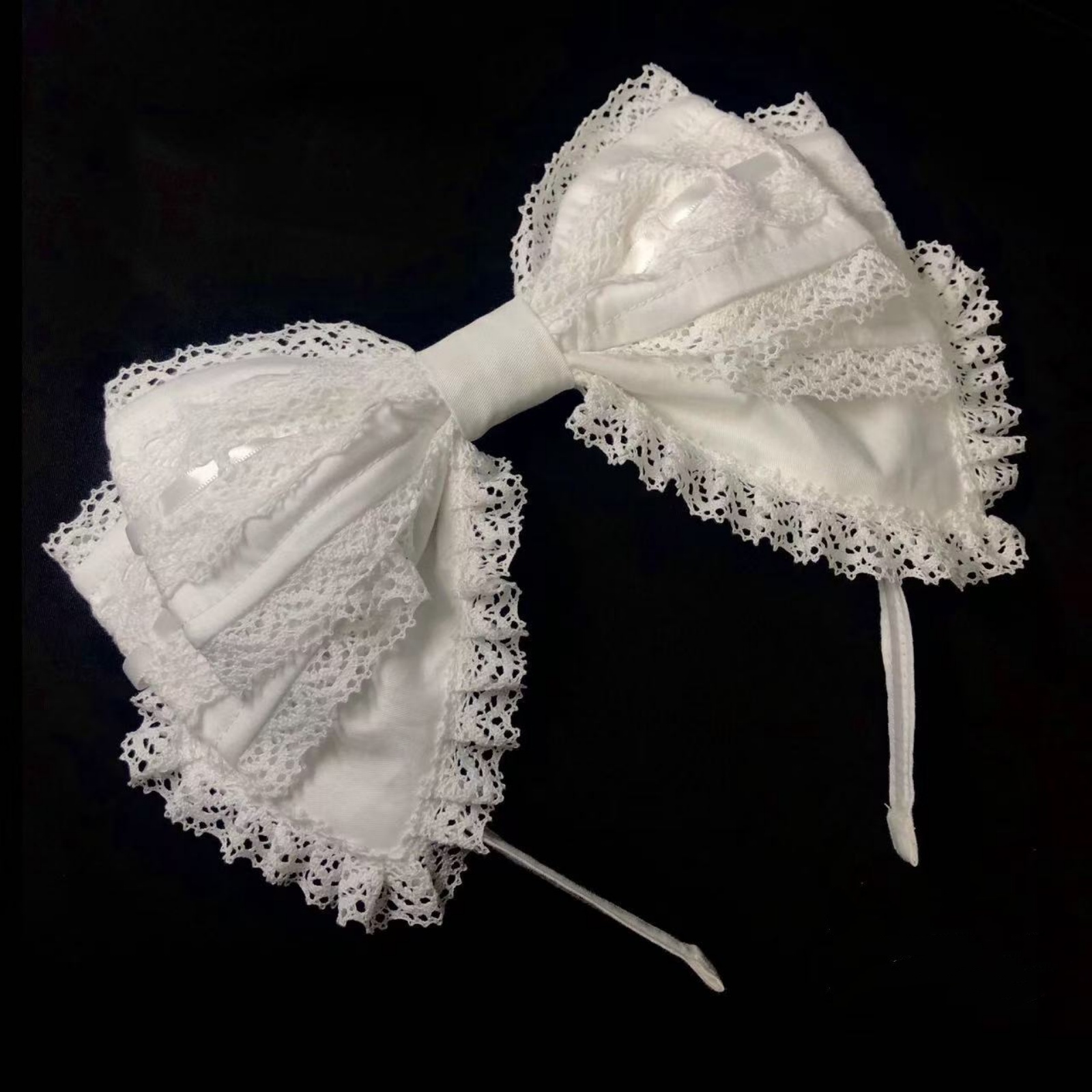 Photography Triangle - Diadema de Encaje con Lazo Blanco,