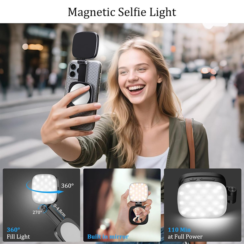 Photography With Iphone 15 - Luz magnética plegable para Selfie de